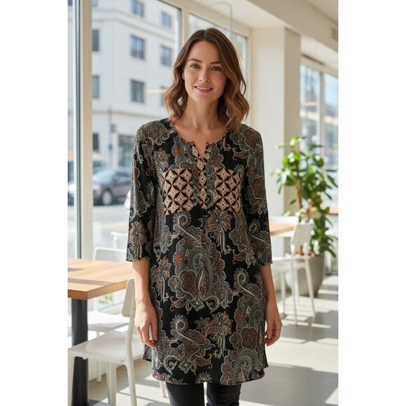 NWT Fig & Flower Anthropologie Paisley Tunic Dress Size Medium - Picture 1 of 6
